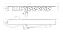 Блок розеток для 19" шкафов Hyperline SHE19-6SH-B-2.5EU