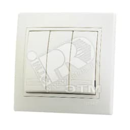 MIRA Выключатель трехклавишный бежевый с бежевой вставкой Lezard