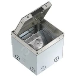 Лючок UDHome2 укомплектованный 2 розетки 2К+З (без выемки под н/п) сталь нерж. 140х140х110 мм