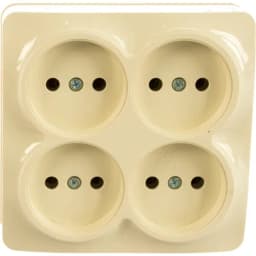 Розетка 4-м ОП 10А IP20 квадрат. без заземл. сл. кость IONICH 1453