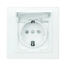 Розетка 1-м СП Минск 16А IP44 с заземл. защ. шторки с крышкой бел. EKF ERR16-029-100-44