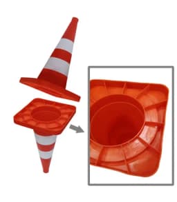 Конус дорожный - КС-2.8 - 520 мм. мягкий, 2 светоотражающие полосы , квадратное основание.(комплект 5 шт.)