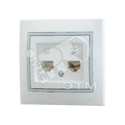 Мира Розетка RJ 45 х2 белый с вст сер