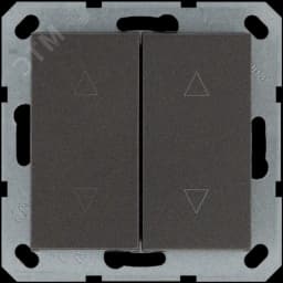 Выключатель двухклавишный для штор 10A 250V~ с накладкой, цвет Мокко