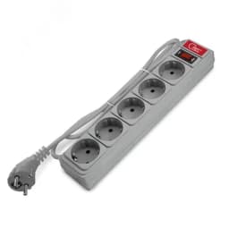 Сетевой фильтр СОЮЗ ПВС 3*0,75 5гн., выключатель с индикацией, с заземлением, серый 1,5м