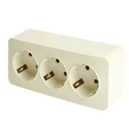 Розетка 3местная сз открытой установки STEKKER 250В 16А IP20 серия София слоновая кость MST161304 49501