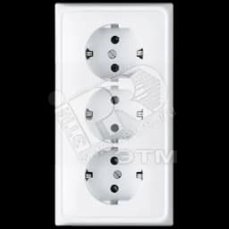 Розетка тройная с заземлением для кабельканалов белая JUNG