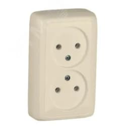 Розетка двойная наружная с изоляционной пластиной слоновая кость