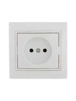 Розетка 1-м СП Mira 16А IP20 без заземл. с бел. вставкой керамика бел. LEZARD 701-0202-121