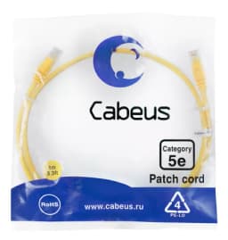 Патч-корд Cabeus PC-UTP-RJ45-Cat.5e-1m-YL-LSZH (U/UTP, CAT.5E, LSZH, 1 м, желтый) (9497c)