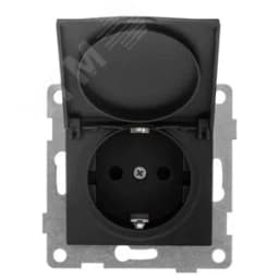Розетка однопостовая Bravo с/з с з/ш и крышкой, в комплекте с кожухом IP44 К502, механизм, 16А, 250В, графит