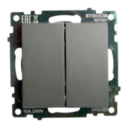 Переключатель 2клавишный механизм 250В 10А серия Катрин графит GLS10710706 49414