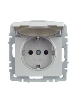 Розетка BRITE РСбш10-3-44-БрА 16А IP44 с заземл. защ. шторки с крышкой механизм алюм. IEK BR-R16-16-44-K47