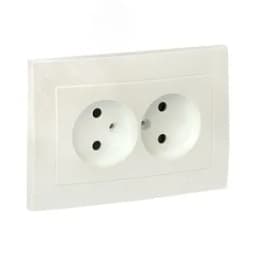 Валенсия лицевая панель розетка 2-местной б/з 10А жемчуг с защ. штор. EKF
