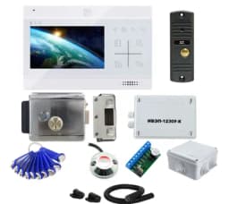 Комплект СКУД и сенсорного видеодомофона ST 4.3" с электромеханическим замком считывателем и ключами TM (белый) Space Technology