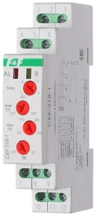 Реле контроля наличия и чередования фаз CKF-318-1 (контроль чередования; слипания фаз; регулировка верх. и нижн. порога напряжения; регулировка задержки отключения; 1 модуль; монтаж на DIN-рейке)(аналог РНПП-311М) F&F EA04.002.007