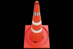 Конус дорожный - КС-3.6 - 750 мм. мягкий, комбинированный , квадратное основание, 1 светоотр., 2 белые полосы)