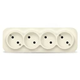Розетка четырехместная серия IONICH, б/з, о/у, 16А, 220В, слоновая кость (ivory)