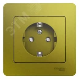 GLOSSA розетка с заземлением со шторками в сборе фисташковый