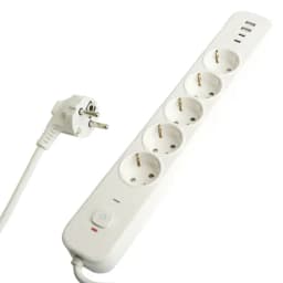 Сетевой фильтр 5местный сз STEKKER 3x1мм2 3 м 250В 16А 2 USBA 2 TypeC 3 серия Nova белый 50103