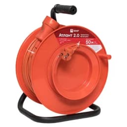 Удлинитель на катушке "Атлант 2.0" 1 гнездо 50м без заземления ПВС 2*0,75 6А/1,3кВт PROxima EKF