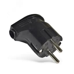 Вилка угловая с заземлением черная 16А 250В