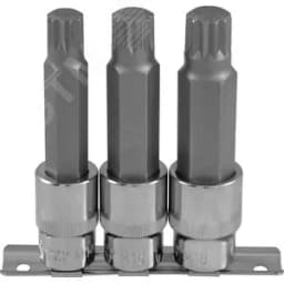 Набор насадок торцевых 1/2"DR с вставками-битами SPLINE на держателе, M14-M18, 100 мм, 3 предмета Ombra