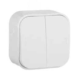 Quteo Выключатель двухклавишный наружный белый 10А