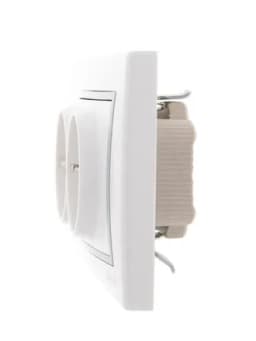 Розетка 2-м СП Mira 16А IP20 с заземл. с сер. вставкой керамика бел. LEZARD 701-0215-127