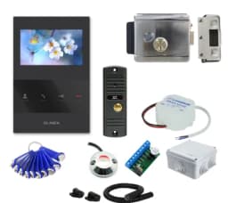 Комплект СКУД и видеодомофона ST 4.3" с видеопанелью электромеханическим замком считывателем и ключами TM (черный) Space Technology