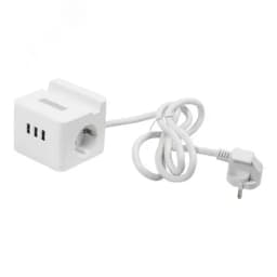 Удлинитель серии Standard с заземлением шнур 1,5м 2 гнезда 3 USB 16А держатель для телефона Белый ТМ Uniel S-GCD2-1,5SBUH WHITE