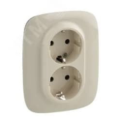 Valena ALLURE Розетка силовая двойная 2х2К+З 16А 250В с лицевой панелью со шторками безвинтовые зажимы слоновая кость Legrand Euro