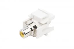 Вставка формата Keystone Jack с проходным адаптером RCA (желтый) Hyperline KJ1-RCA/YL-D-WH