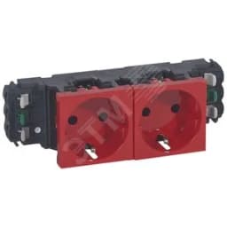 Mosaic-New Розетка 4 модуля 2К+3 с заземлением красная без зажимов