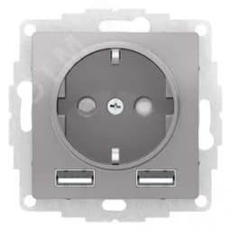 РОЗЕТКА ATLASDESIGN 16А c 2 USB A+A, 5В/2,4А, 2х5В/1,2А, механизм, АЛЮМИНИЙ