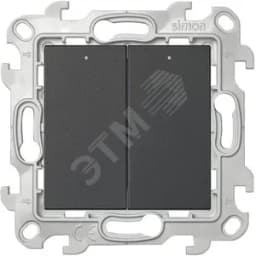 Выключатель двухклавишный с подвсеткой, графит