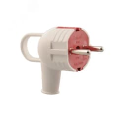 Вилка с заземлением с ручкой белая с красным