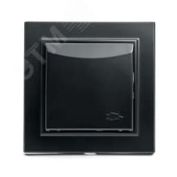 Розетка одноместная с/з с крышкой, 250В, 16А серия Эрна, черный Stekker