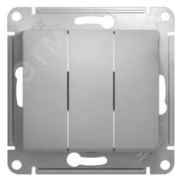 GLOSSA Выключатель трехклавишный в рамку алюминий схема 3