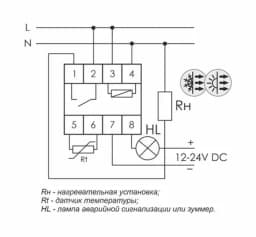 Регулятор температуры RT-820M от -30 до +140 град.C; 16А 24-264В DC/30-264В AC 1Z IP20 микропроцессорный; многофункц.; цифровая индикация; выносной датчик с термоус. проводом; монтаж на DIN-рейке 35мм F&F EA07.001.007