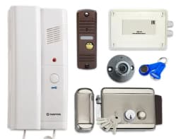 Комплект аудиодомофона с электромеханическим замком на дверь или калитку в частный дом Уралкам