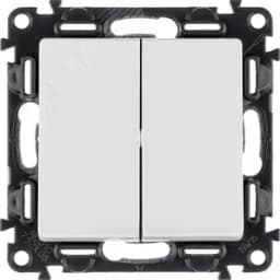 Valena LIFE Переключатель двухклавишный 10А 250В с лицевой панелью Безвинтовые зажимы Белый