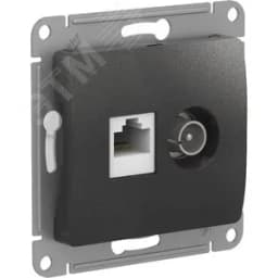 GLOSSA РОЗЕТКА двойная ТВ + компьютерная RJ45, кат. 5Е, АНТРАЦИТ