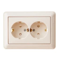 Розетка 2-м СП W59 16А IP20 с заземл. защ. шторки в сборе сл. кость SE RS16-255-28