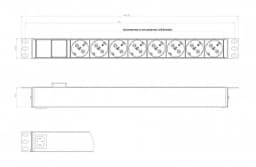 Блок розеток для 19" шкафов Hyperline SHE19-8SH-S-IEC