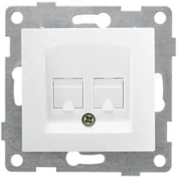 Розетка компьютерная RJ45 Bravo, механизм, двойной, белый