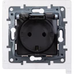 Розетка с заземлением IP44 - Legrand Etika - со шторками с защитной крышкой 16А 250В винтовые зажимы - алюминий