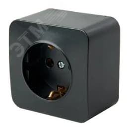 Розетка одноместная с/з 250В 10А серия София черный матовый STEKKER