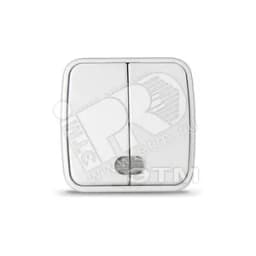 Выключатель Электра двухклавишный с подсветкой белый