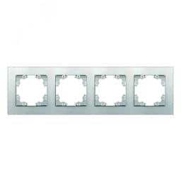 Рамка четырехместная горизонтальная Афина серебро (еврослот) Универсал